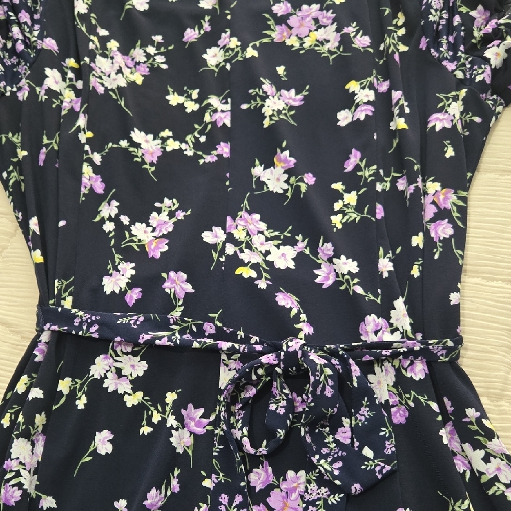 Perceptions Black Dress with Lavender and White Floral Print - Picture 8 of 8